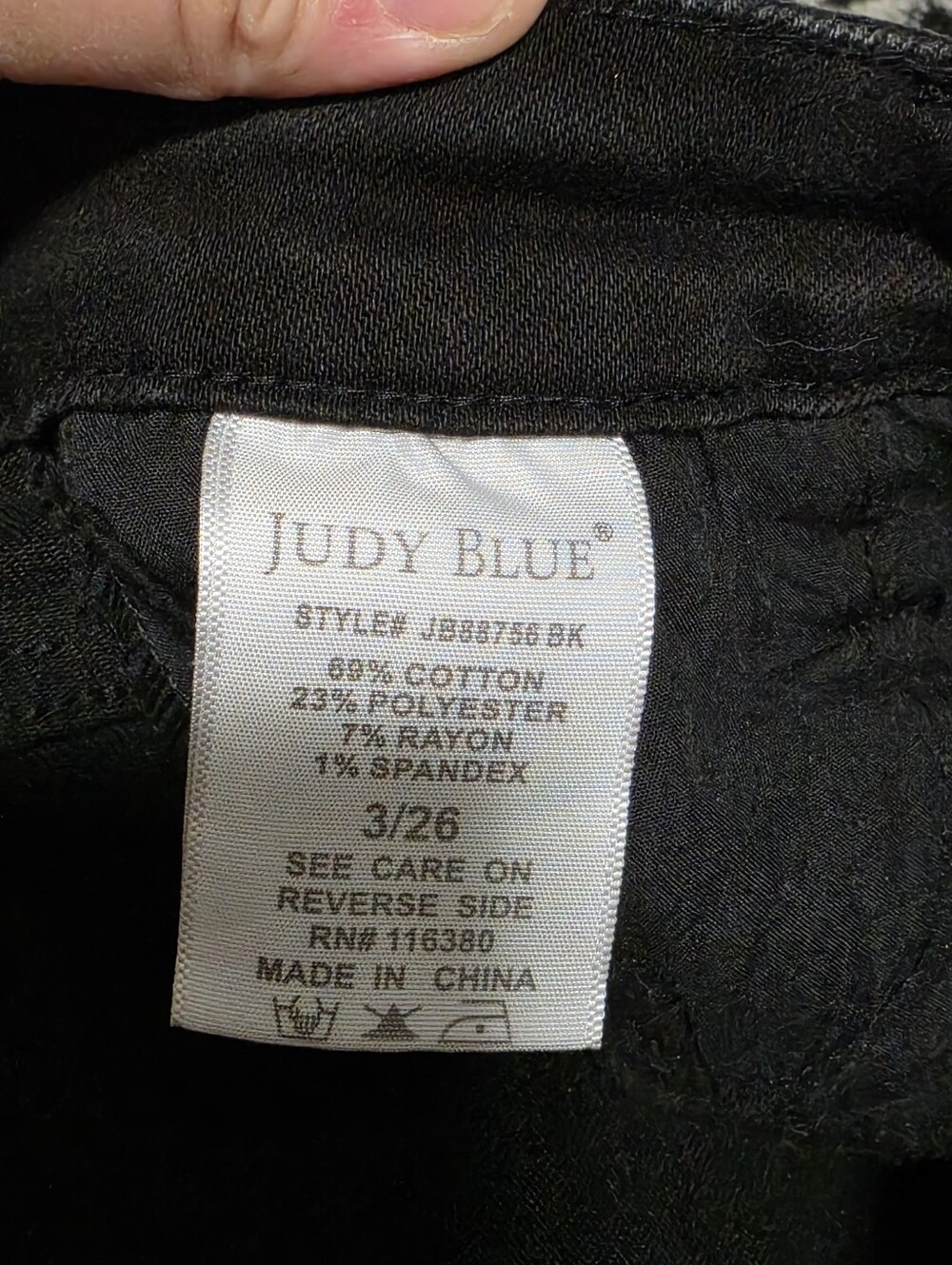 JUDY BLUE Mid Rise Slim Fit Jeans Womens 3/26 Black Minimalist Style JB88726BK - Picture 7 of 7